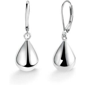 Sterling Silver Teardrop Dangle Earrings Leverback Hypoallergenic Jewelry